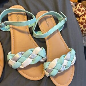 Chatties Mint, White, and Silver Braided Sandals